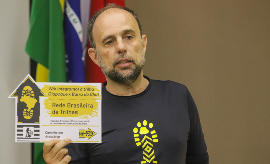 Hernandarias (Paraguai), 30 de novembro de 2022 - Marcação do Caminho do Peabiru no Refúgio Biológico Tati Yupi, dentro do lado paraguaio da Usina de Itaipu.