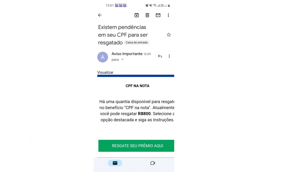 Secretaria da Fazenda alerta para golpes enviados por e-mail sobre saldos do Programa Nota Paraná 