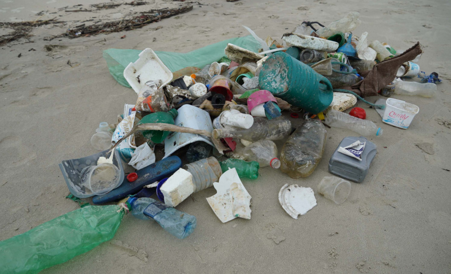 Mutirão recolhe quase uma tonelada de lixo marinho da Ilha do Mel