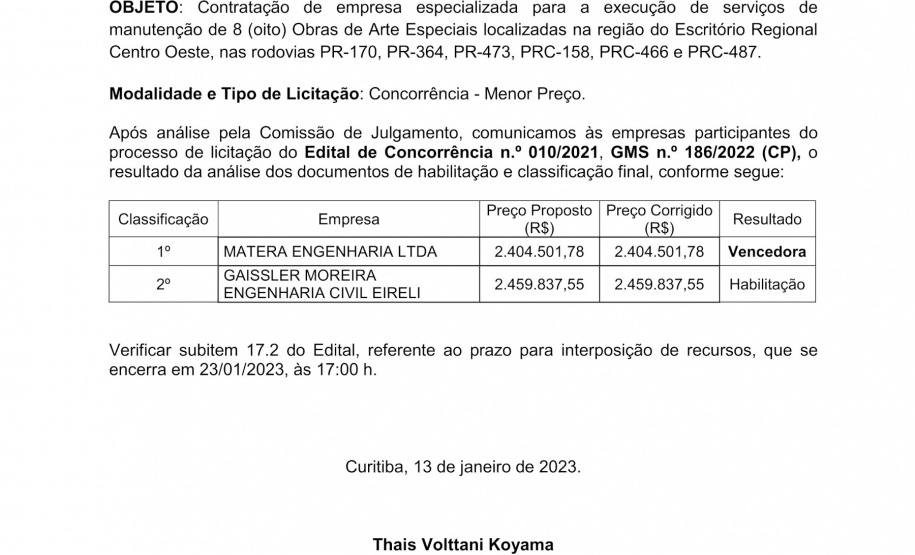 DER define vencedor de licitação para reforma de pontes em Guarapuava e região