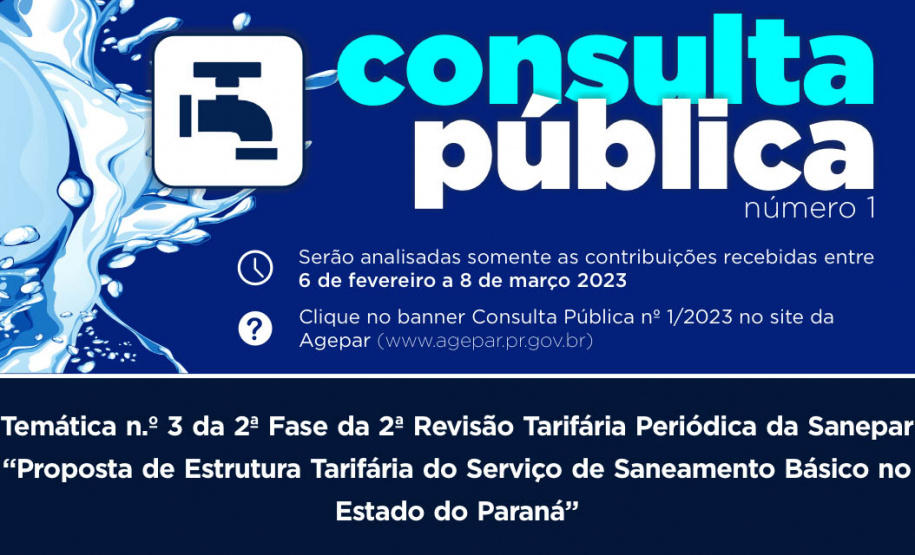 População poderá opinar sobre estrutura tarifária da Sanepar, em consulta pública da Agepar