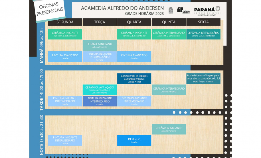 Academia Alfredo Andersen divulga oficinas do primeiro semestre; inscrições serão abertas na próxima semana