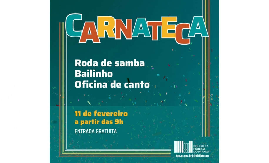 Biblioteca Pública promove “Carnateca” com roda de samba e atividades para as crianças