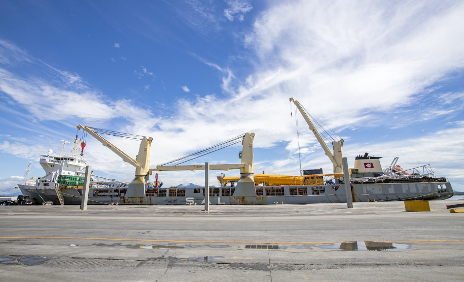 Maior guindaste para descarga de granéis sólidos de importação chega ao Porto de Paranaguá