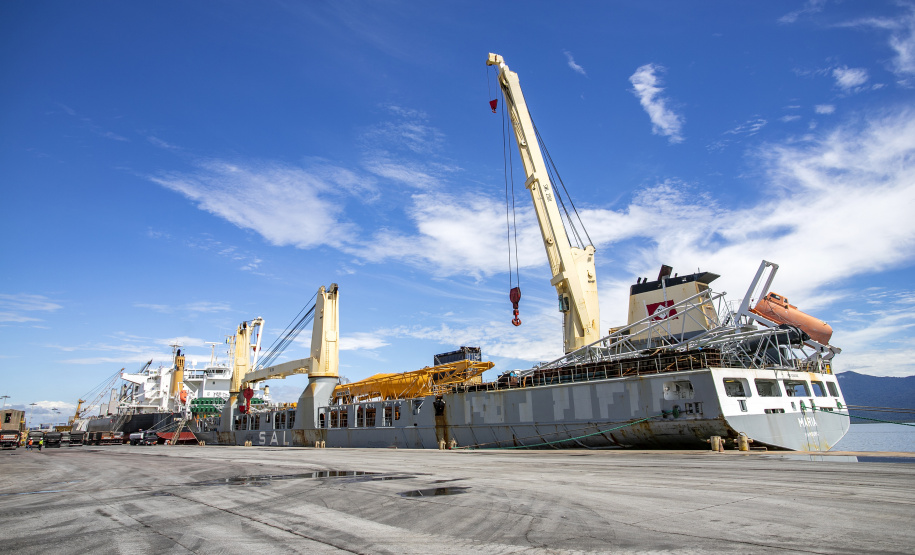 Maior guindaste para descarga de granéis sólidos de importação chega ao Porto de Paranaguá