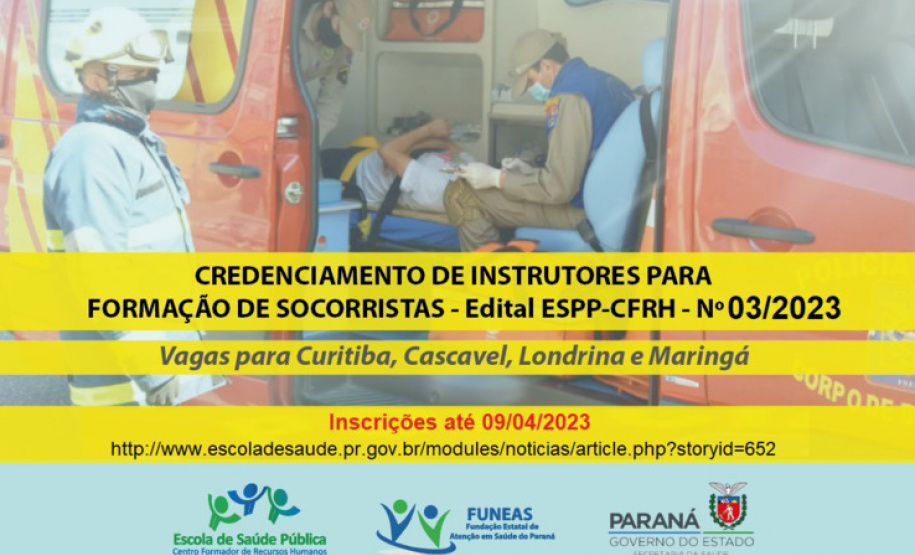 Saúde lança edital para formar novos instrutores de socorristas do Siate