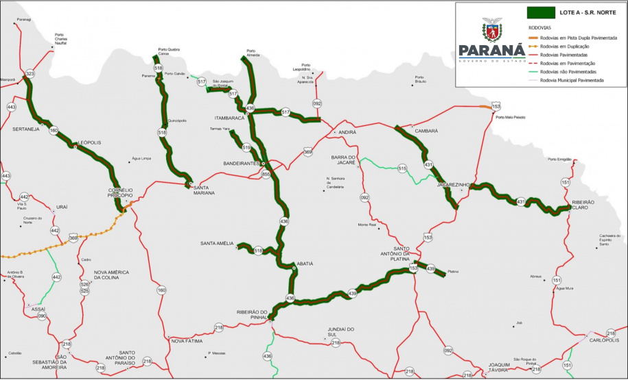 Lote A SRNorte DER homologa licitação de R$ 16,6 mi para conservar rodovias do Norte e Norte Pioneiro