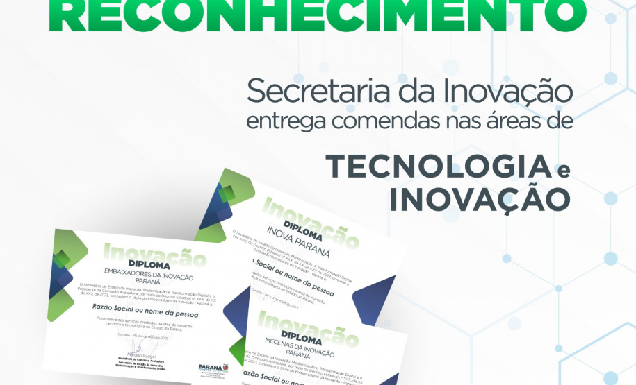 Governo do Paraná institui entrega de comendas nas áreas de inovação e tecnologia