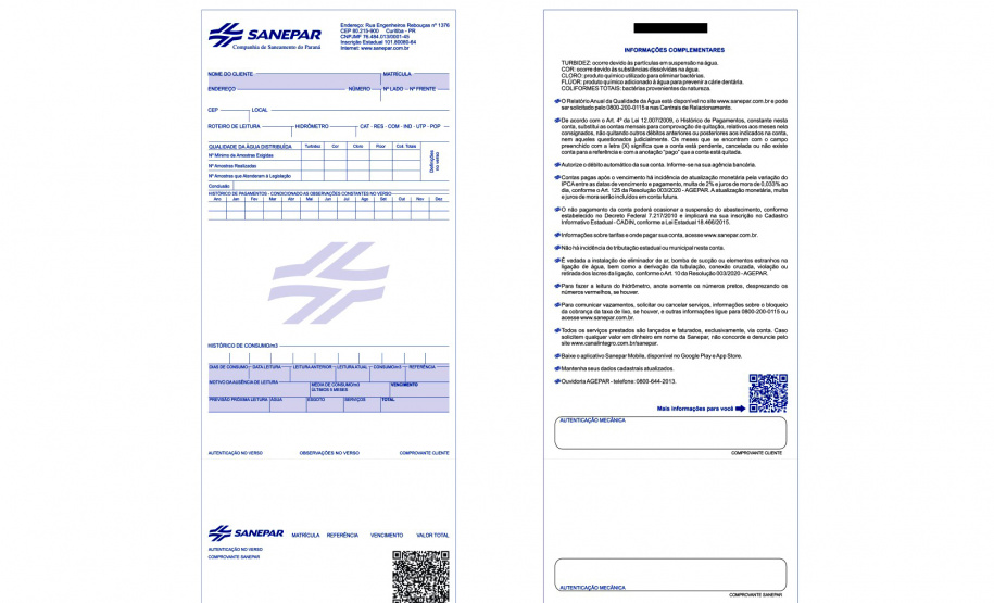 Conta da Sanepar poderá ser paga via pix