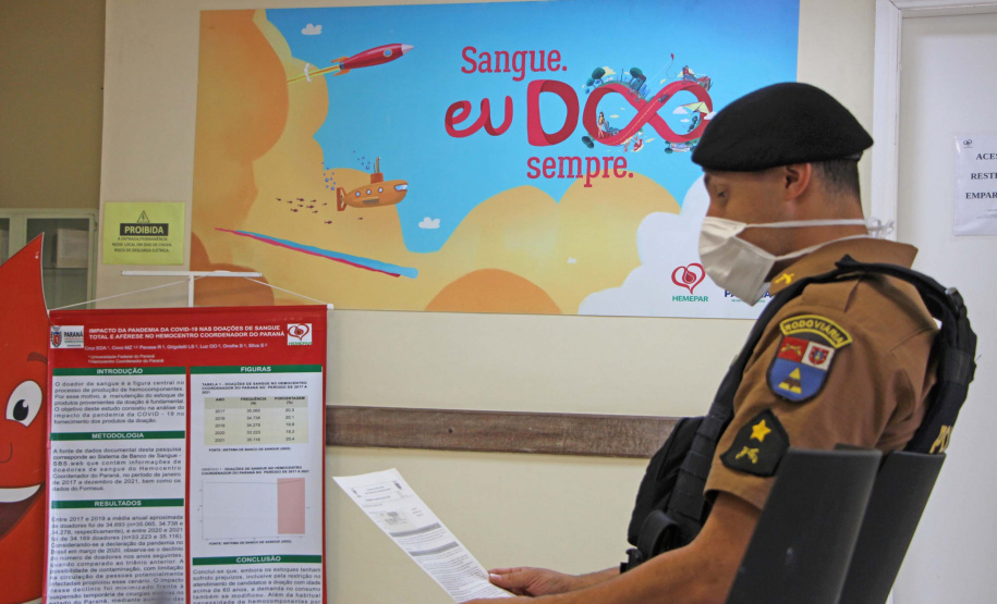 Maio Amarelo: policiais militares doam sangue para conscientização da população sobre acidentes no trânsito