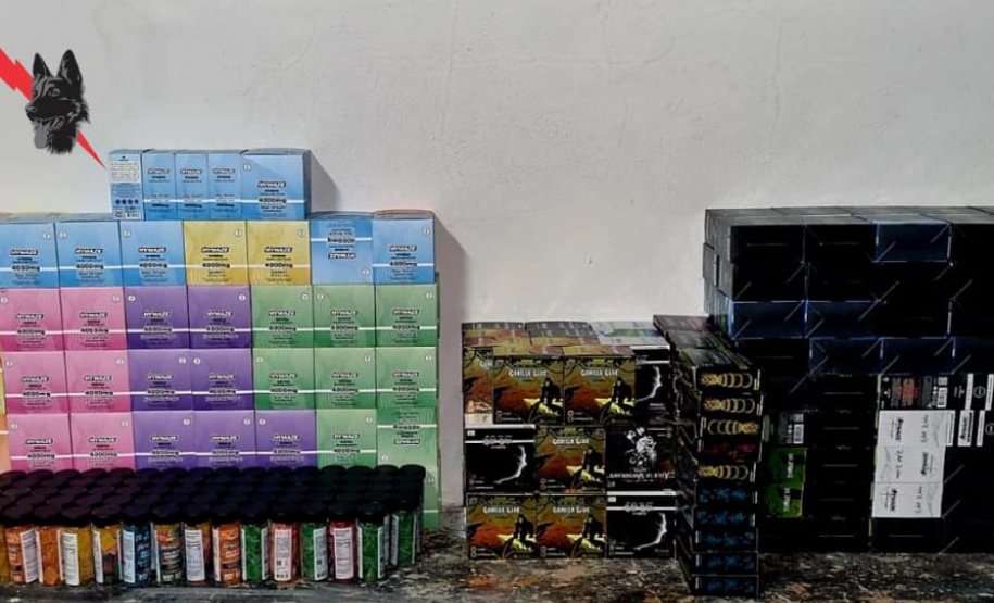 Polícia Militar apreende mais de 1,6 mil cigarros eletrônicos e centenas de produtos durante fiscalização em Bandeirantes