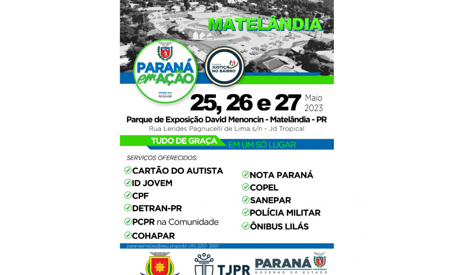 Matelândia recebe Paraná em Ação e Justiça no Bairro nesta semana
