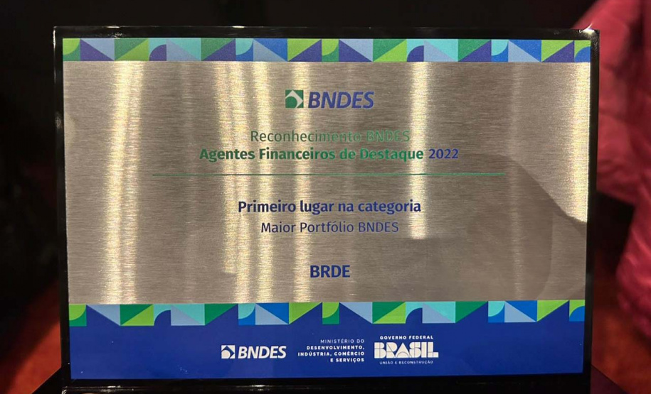 BRDE é premiado como maior operador em linhas de crédito do BNDES