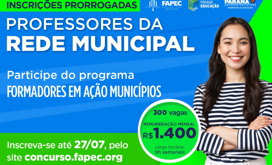 Prorrogadas inscrições para processo seletivo do Formadores em Ação nos Municípios