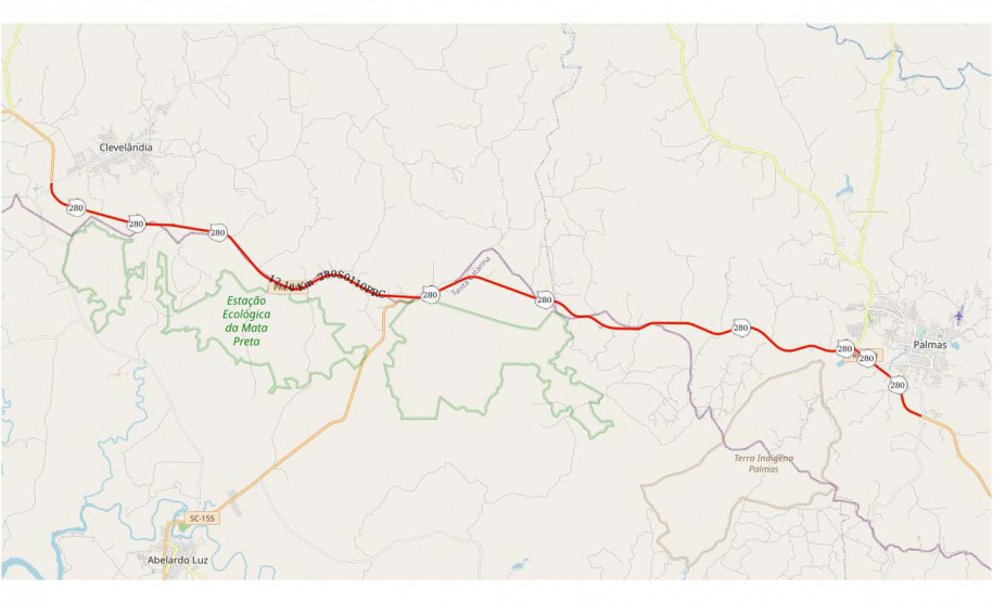 Pavimentação em concreto entre Palmas e Clevelândia receberá investimento de R$ 158,9 milhões