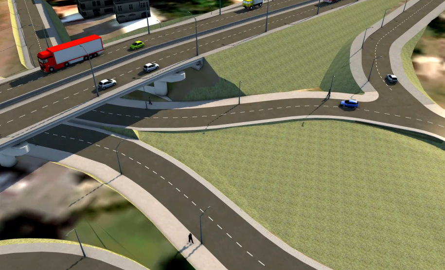 Maquete 3D do anteprojeto do viaduto da PUC