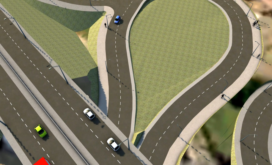 Maquete 3D do anteprojeto do viaduto da PUC