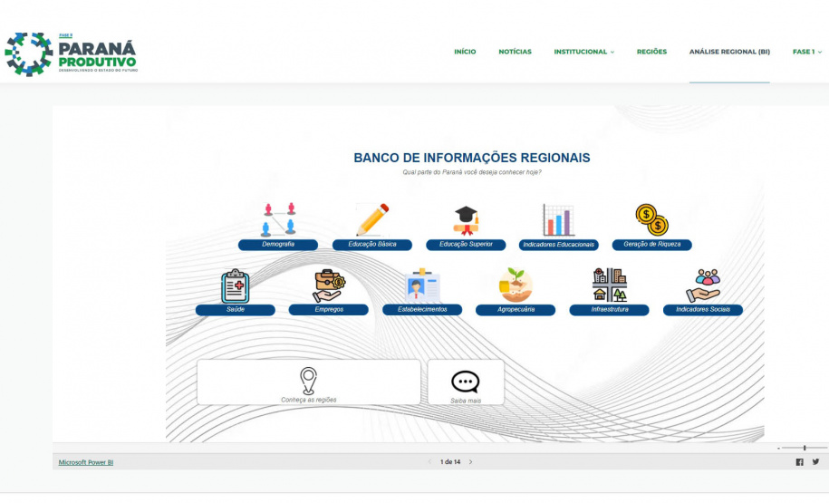 Paraná ganha mega banco de dados atualizado com 60 indicadores de desenvolvimento Programa da Secretaria de Estado do Planejamento do Paraná (SEPL) coloca no ar Banco de Informações Regionais que vai ajudar a guiar políticas públicas municipais e estaduais