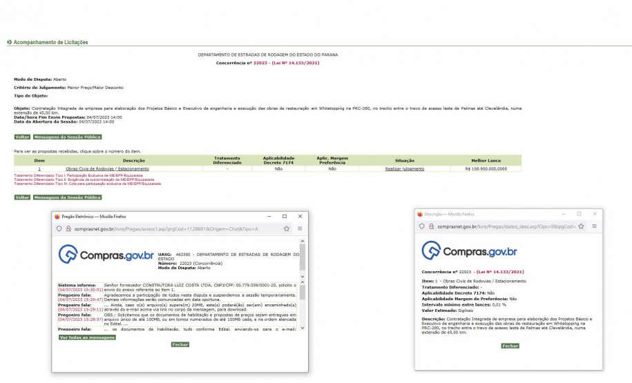 Edital de novo whitetopping entre Palmas e Clevelândia é arrematado por R$ 158,9 mi