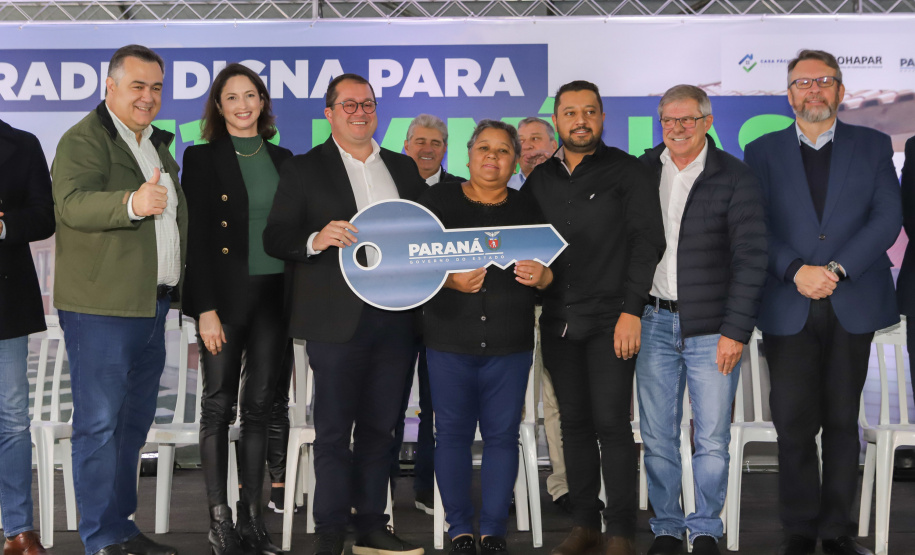 Lapa, 10 de agosto de 2023 - O governo do Paraná realiza na Lapa a entrega de 118 moradias populares, sendo 94 por meio do programa Casa Fácil.