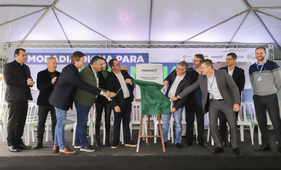 Lapa, 10 de agosto de 2023 - O governo do Paraná realiza na Lapa a entrega de 118 moradias populares, sendo 94 por meio do programa Casa Fácil.