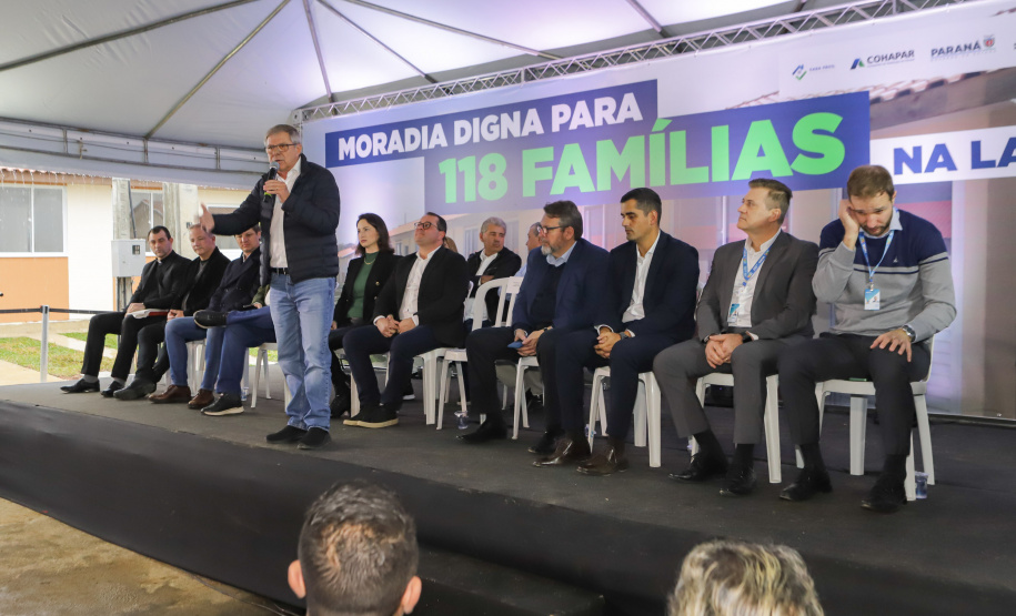 Lapa, 10 de agosto de 2023 - O governo do Paraná realiza na Lapa a entrega de 118 moradias populares, sendo 94 por meio do programa Casa Fácil.