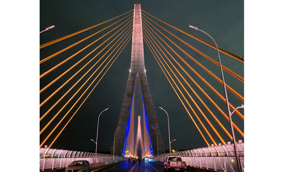 Teste de iluminação cênica marca fim dos trabalhos na Ponte da Integração Brasil