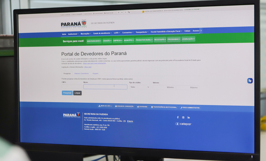 Paraná lança portal para consulta e cobrança de débitos fiscais
