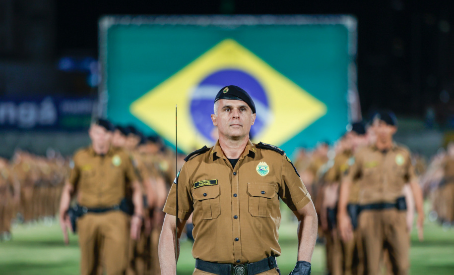 Governador Carlos Massa Ratinho Junior participa da cerimônia que marca a conclusão do treinamento dos novos policiais militares.