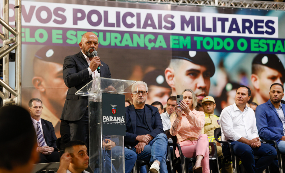 Governador Carlos Massa Ratinho Junior participa da cerimônia que marca a conclusão do treinamento dos novos policiais militares.