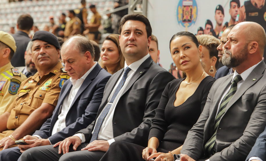 Curitiba, 12 de setembro de 2023 - O governador Carlos Massa Ratinho Jr. participa da formatura de soldados da Polícia Militar do Paraná na Ligga Arena.