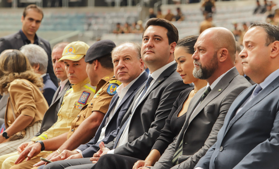 Curitiba, 12 de setembro de 2023 - O governador Carlos Massa Ratinho Jr. participa da formatura de soldados da Polícia Militar do Paraná na Ligga Arena.