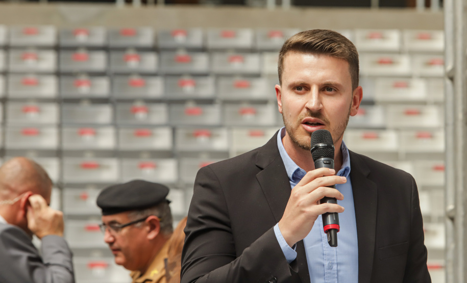 Curitiba, 12 de setembro de 2023 - O governador Carlos Massa Ratinho Jr. participa da formatura de soldados da Polícia Militar do Paraná na Ligga Arena.