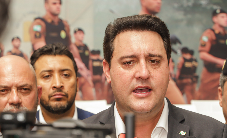 Curitiba, 12 de setembro de 2023 - O governador Carlos Massa Ratinho Jr. participa da formatura de soldados da Polícia Militar do Paraná na Ligga Arena.