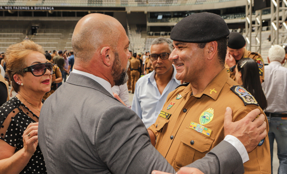 Curitiba, 12 de setembro de 2023 - O governador Carlos Massa Ratinho Jr. participa da formatura de soldados da Polícia Militar do Paraná na Ligga Arena.