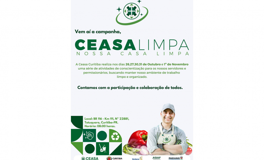 Ceasa Curitiba terá campanhas de meio ambiente e limpeza