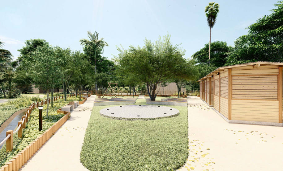 Projeto de como ficarão as novas praças de lazer da Ilha do Mel, em Paranaguá.