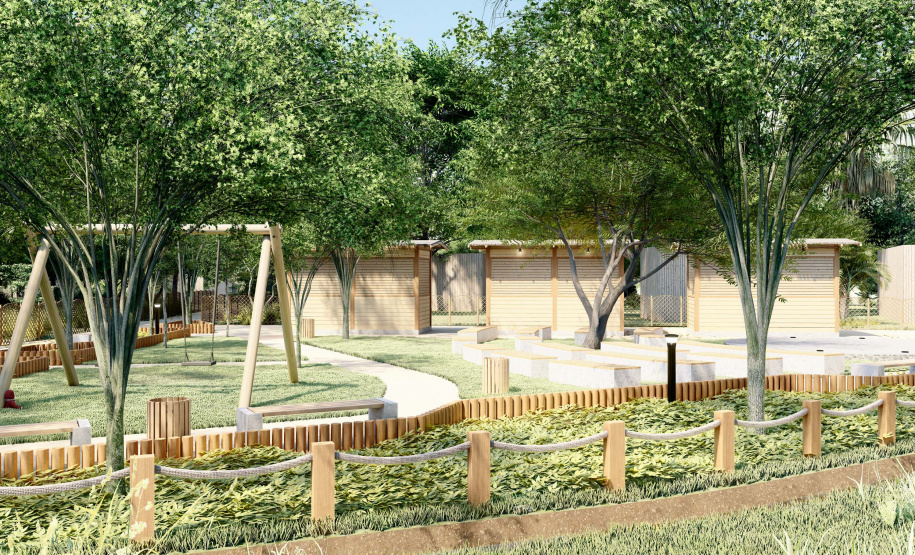 Projeto de como ficarão as novas praças de lazer da Ilha do Mel, em Paranaguá.