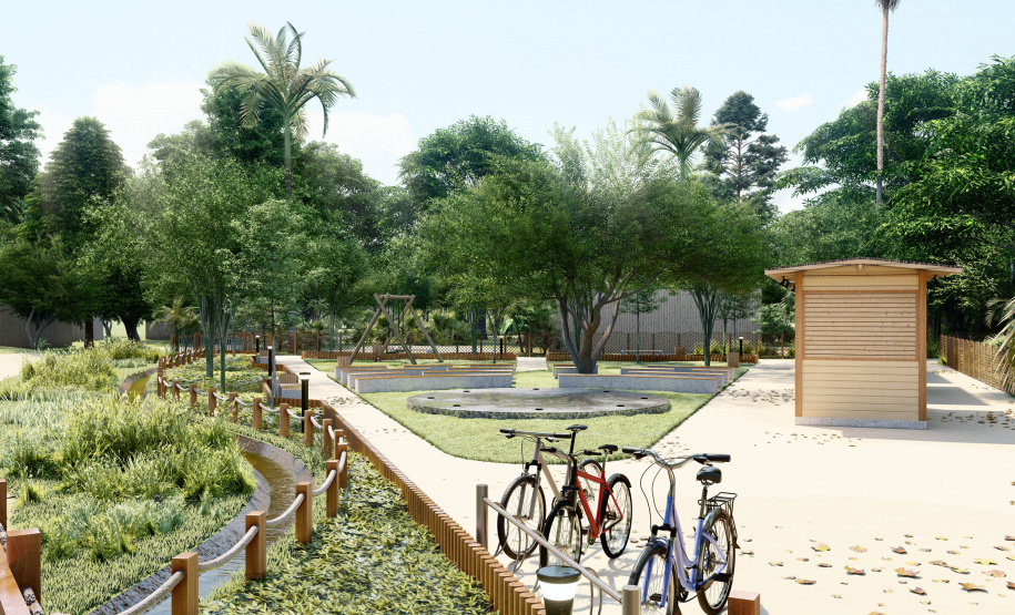 Projeto de como ficarão as novas praças de lazer da Ilha do Mel, em Paranaguá.