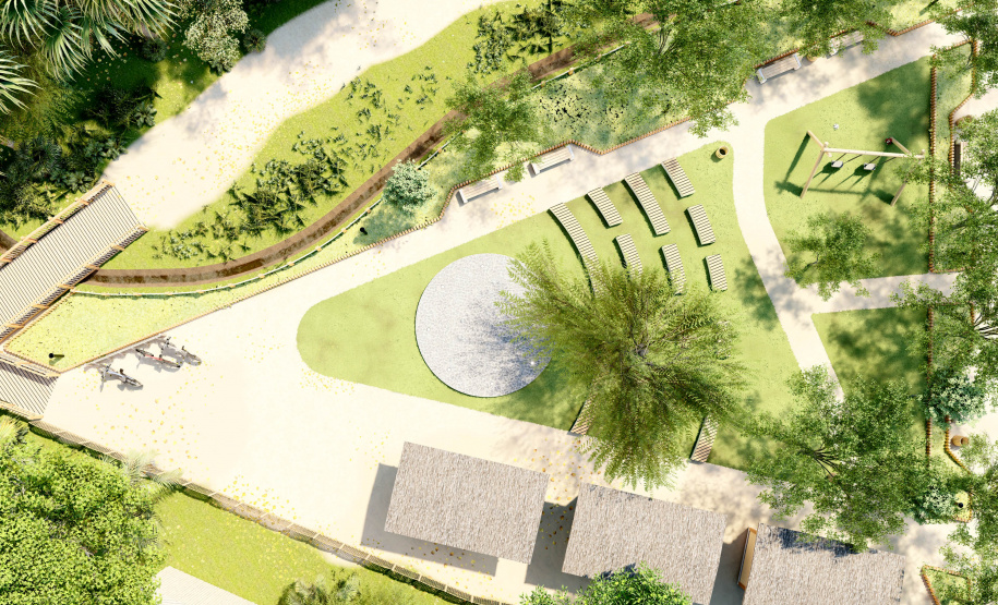 Projeto de como ficarão as novas praças de lazer da Ilha do Mel, em Paranaguá.