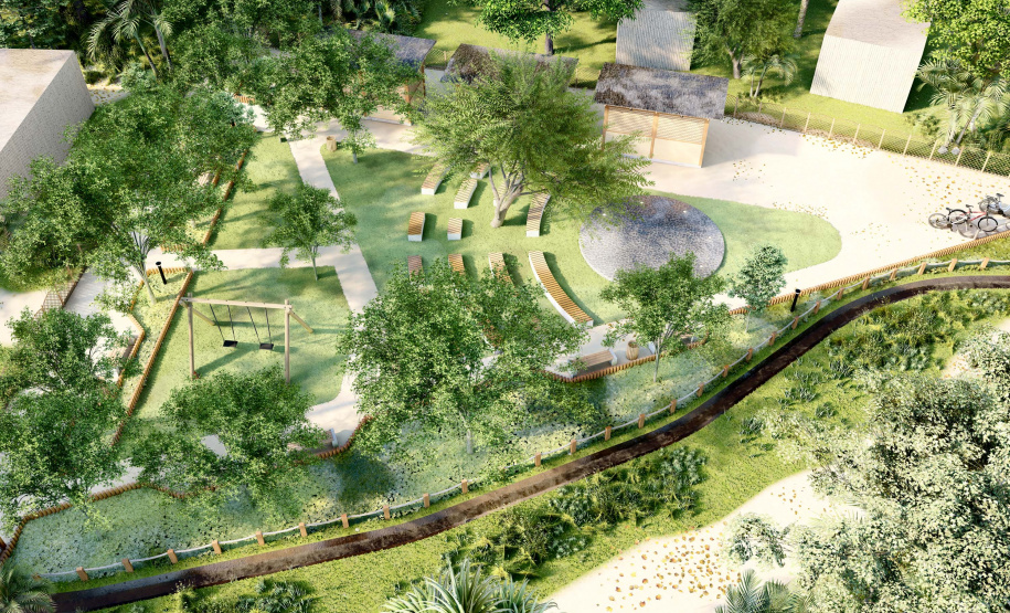 Projeto de como ficarão as novas praças de lazer da Ilha do Mel, em Paranaguá.