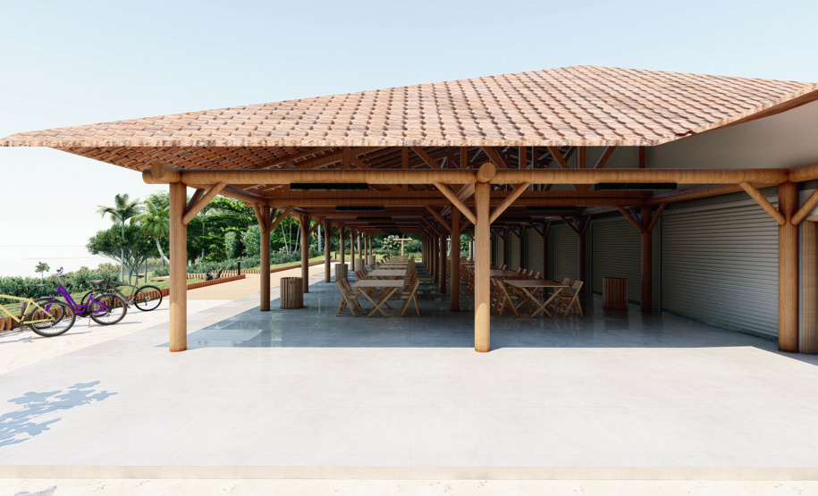 Projeto de como ficarão as novas praças de lazer da Ilha do Mel, em Paranaguá.