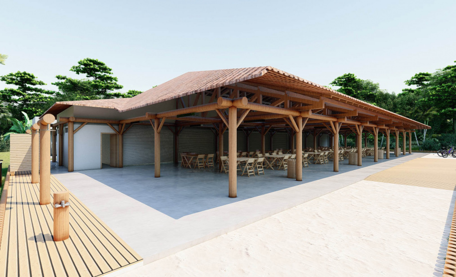 Projeto de como ficarão as novas praças de lazer da Ilha do Mel, em Paranaguá.