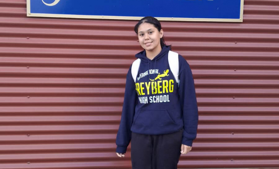 Júlia Cristina Olavo de Oliveira, 15 anos, estudante da cidade de Lindoeste que está em intercâmbio pelo programa Ganhando o Mundo da Secretaria de Estado da Educação na Nova Zelândia.