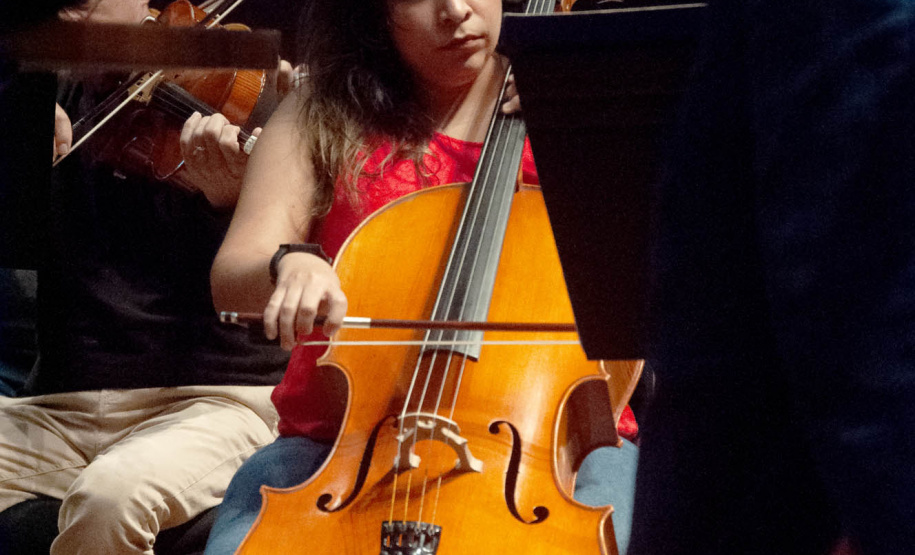 Da fundação às apresentações atuais, mulheres formam pilar fundamental da Orquestra Sinfônica do Paraná. Na foto, Fernanda.
