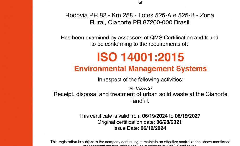 SANEPAR ATERRO SANITÁRIO CIANORTE