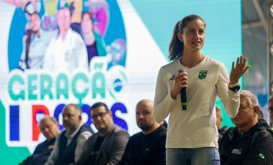 Governador em exercício Darci Piana participa do evento Transformando Pessoas, Formando Vencedores, evento que reuniu atletas e técnicos paranaenses que vão participar dos Jogos Olímpicos e Paralímpicos de Paris 2024.  Foto: Gabriel Rosa/AEN