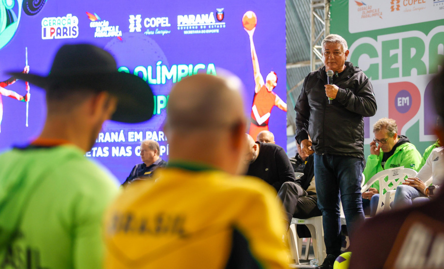 Governador em exercício Darci Piana participa do evento Transformando Pessoas, Formando Vencedores, evento que reuniu atletas e técnicos paranaenses que vão participar dos Jogos Olímpicos e Paralímpicos de Paris 2024.  Foto: Gabriel Rosa/AEN