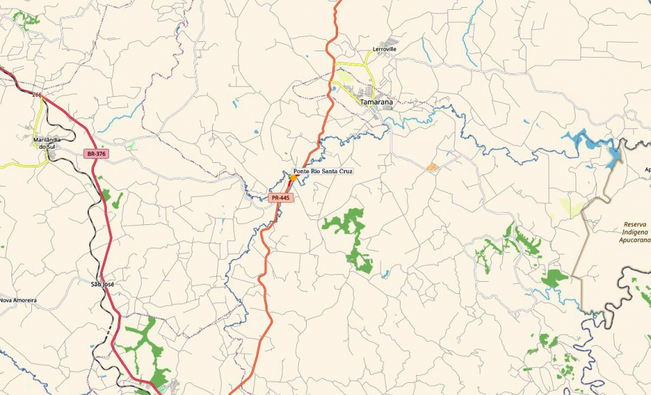 PR-445 terá alteração no tráfego para obra de nova ponte sobre o Rio Santa Cruz