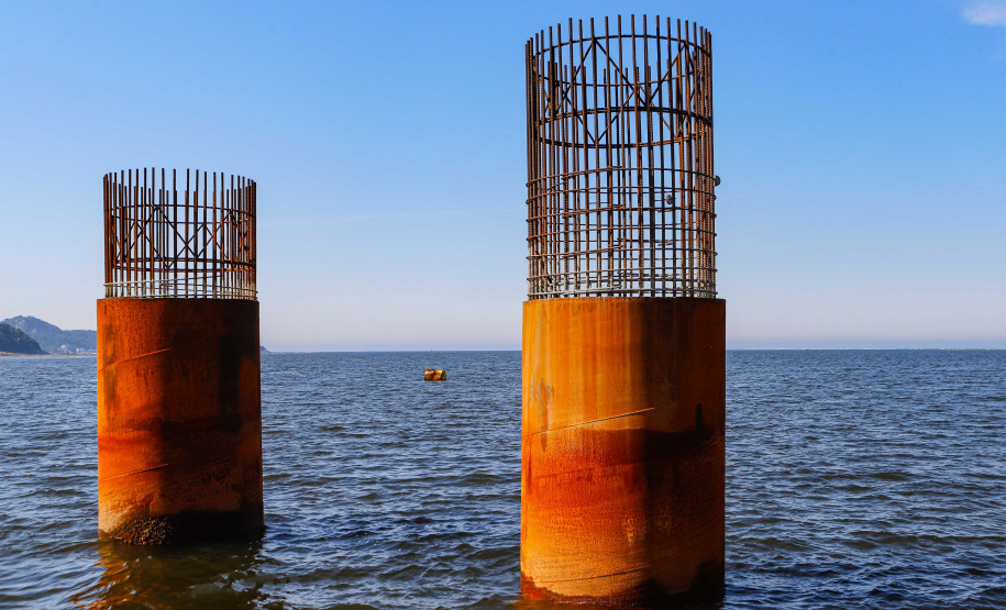 Com início do trecho estaiado, Ponte de Guaratuba chega a 11% de conclusão